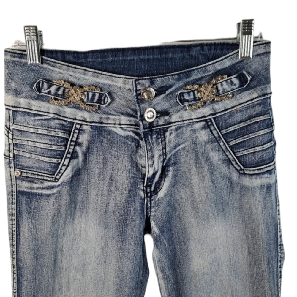 Silver Diva Colombian Women's Rhinestones Blue Jeans Size 12 - Picture 4 of 16